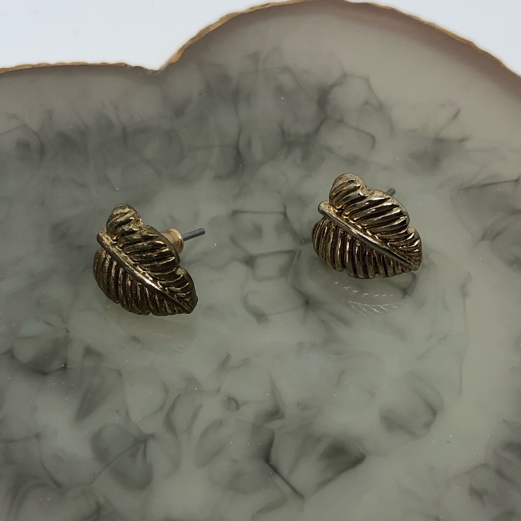 Cute Golden Leaf Stud Earrings